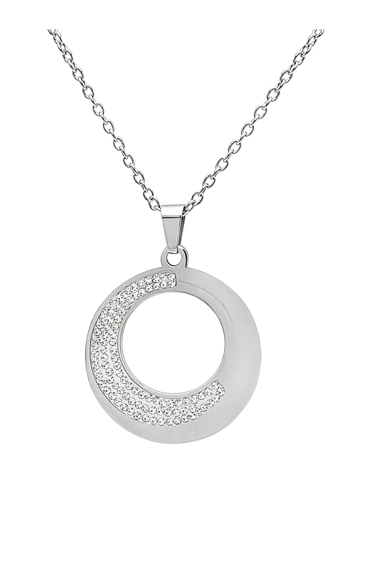 COLLIER EN ACIER PENDENTIF CERCLE AVEC STRASS - Image 4