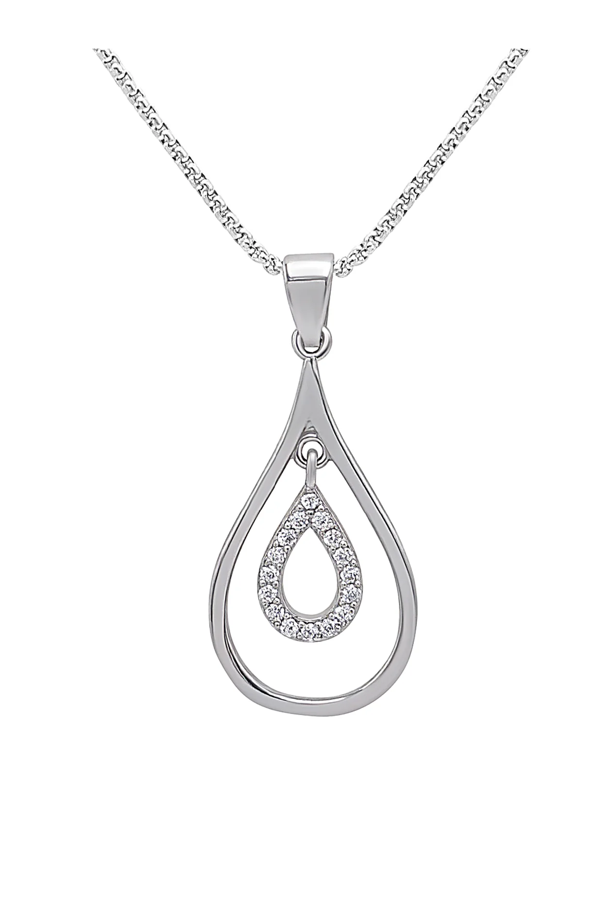 COLLIER EN ARGENT AVEC PENDENTIF GOUTTE ET PIERRES - Image 3