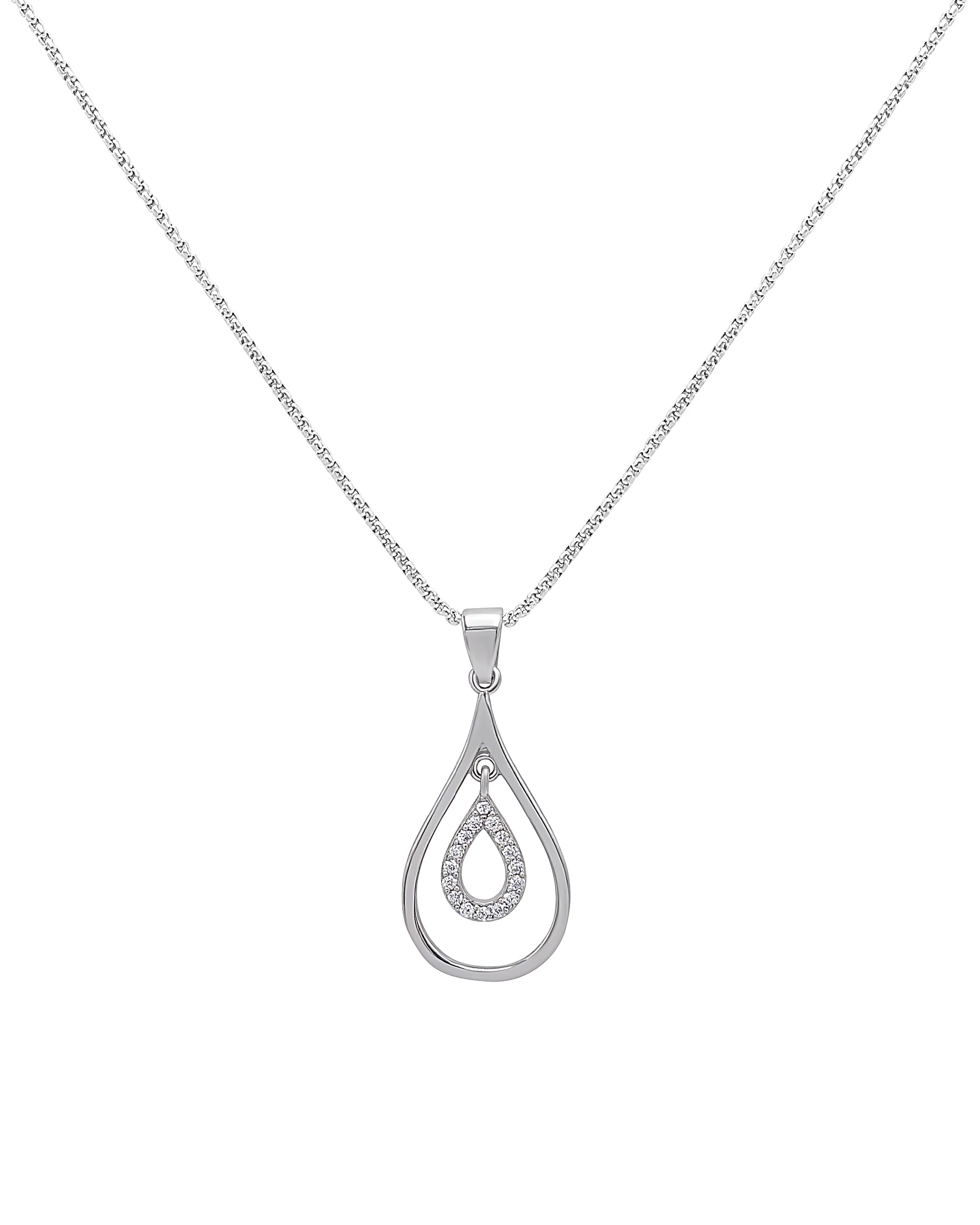 COLLIER EN ARGENT AVEC PENDENTIF GOUTTE ET PIERRES - Image 4