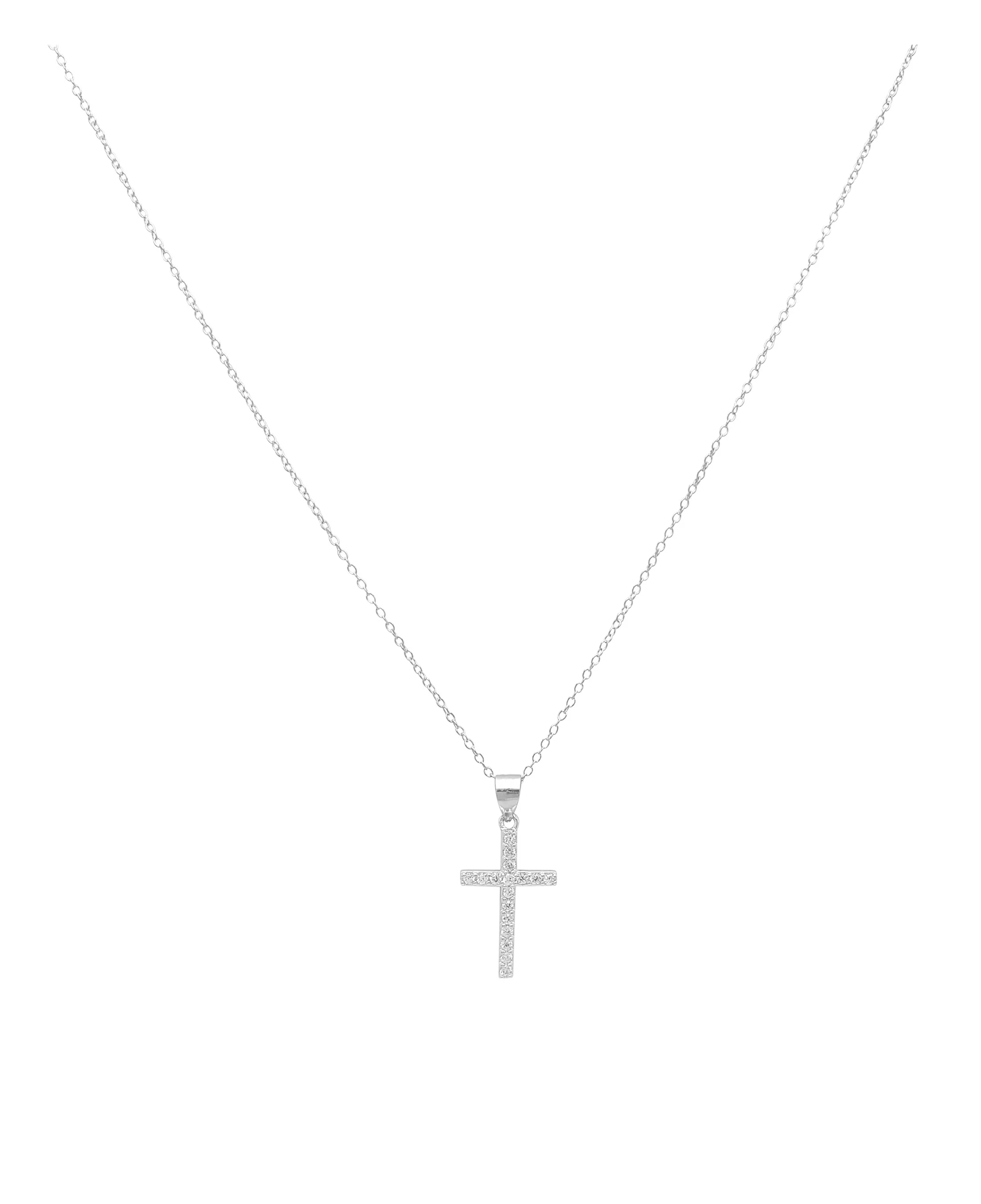 COLLIER EN ARGENT PENDENTIF CROIX AVEC PIERRES - Image 3