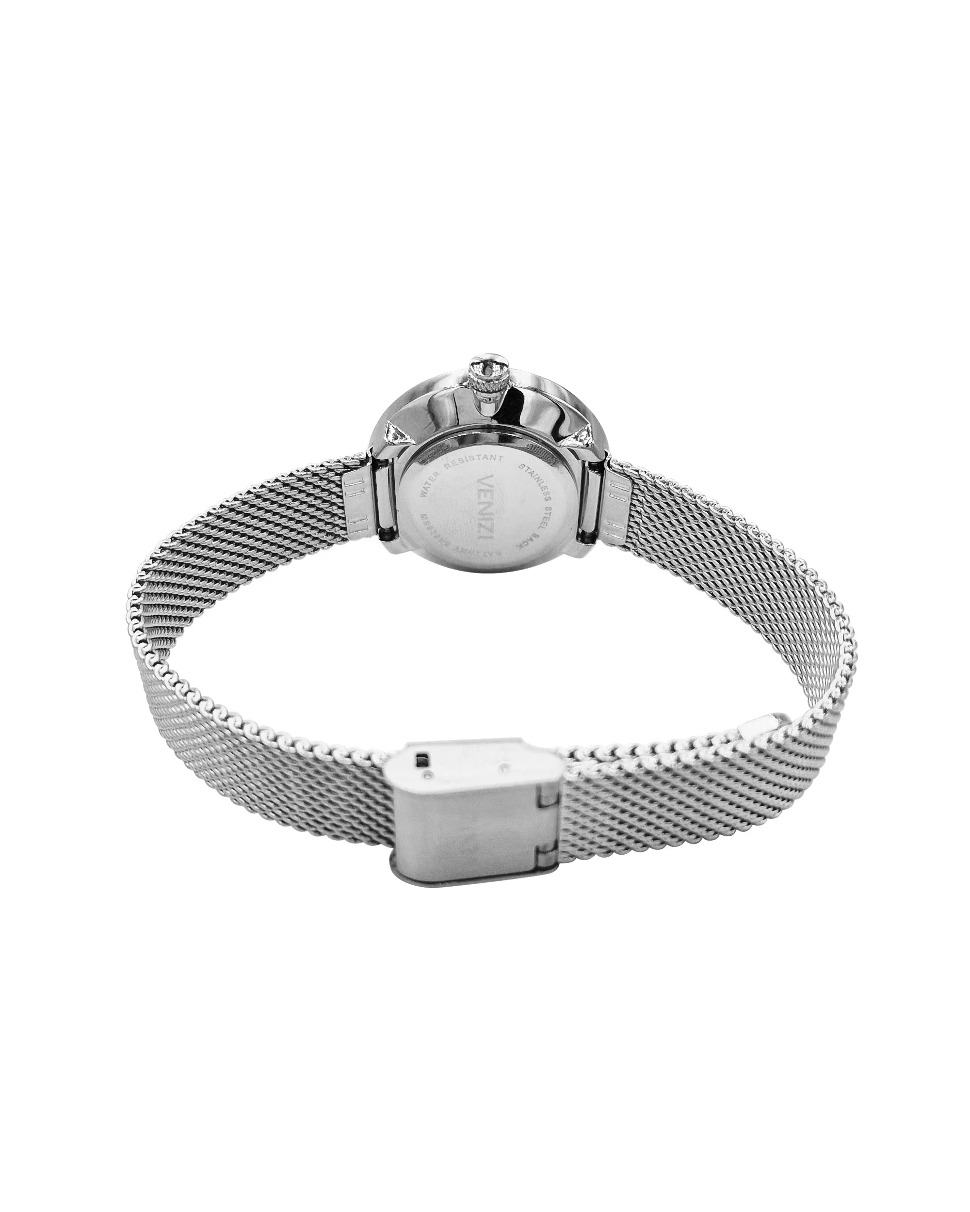 Montre Venizi argentée avec strass maille milanaise - Image 3
