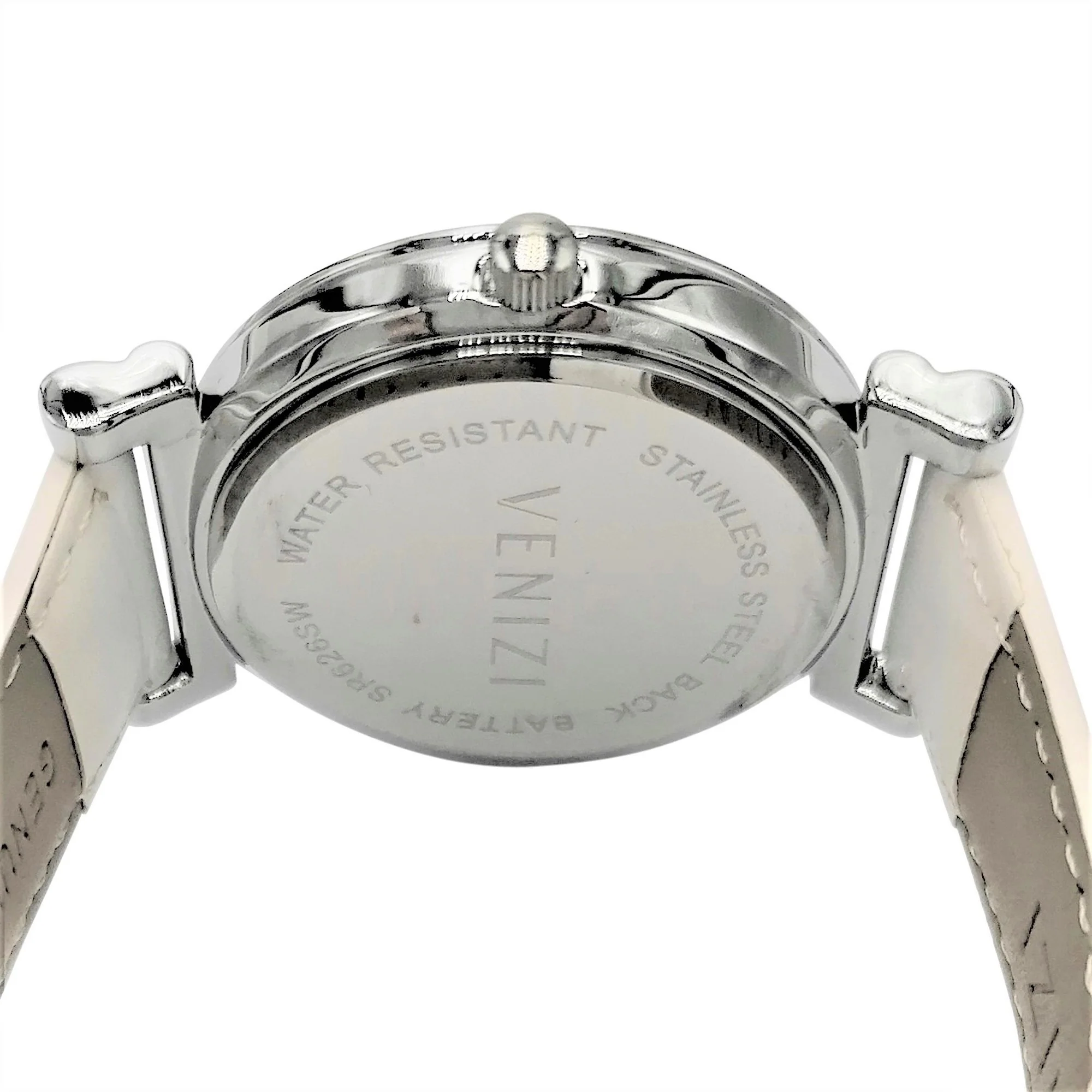 Montre Venizi argentée bracelet cuir blanc - Image 3